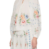Sea Serafina Embroidery Longsleeve Blouse - Vermillion
