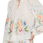 Sea Serafina Embroidery Longsleeve Blouse - Vermillion