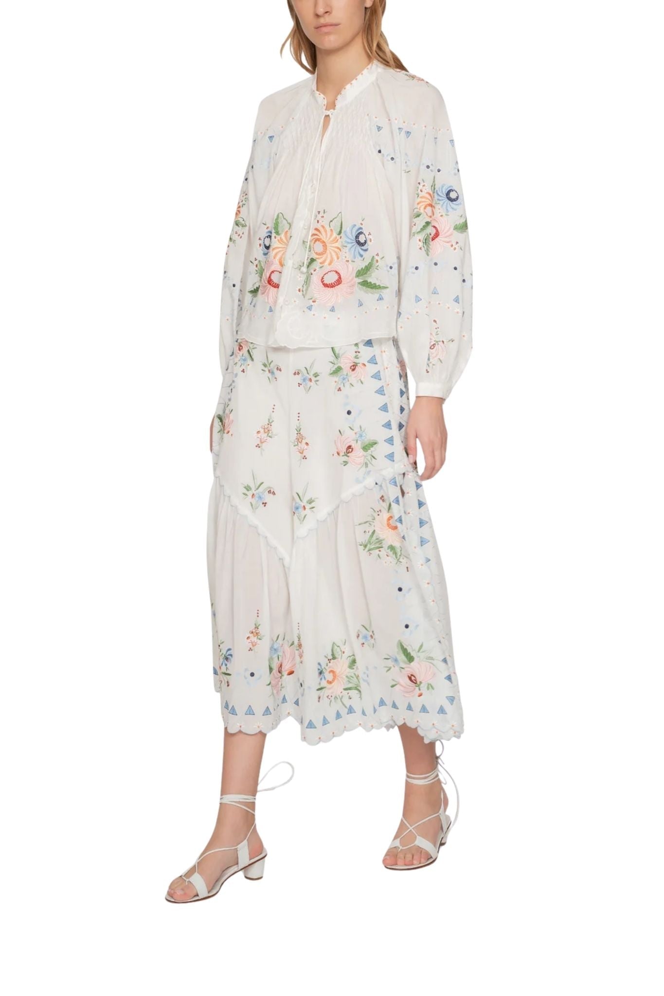 Sea Serafina Embroidery Longsleeve Blouse - Vermillion