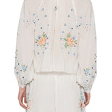 Sea Serafina Embroidery Longsleeve Blouse - Vermillion