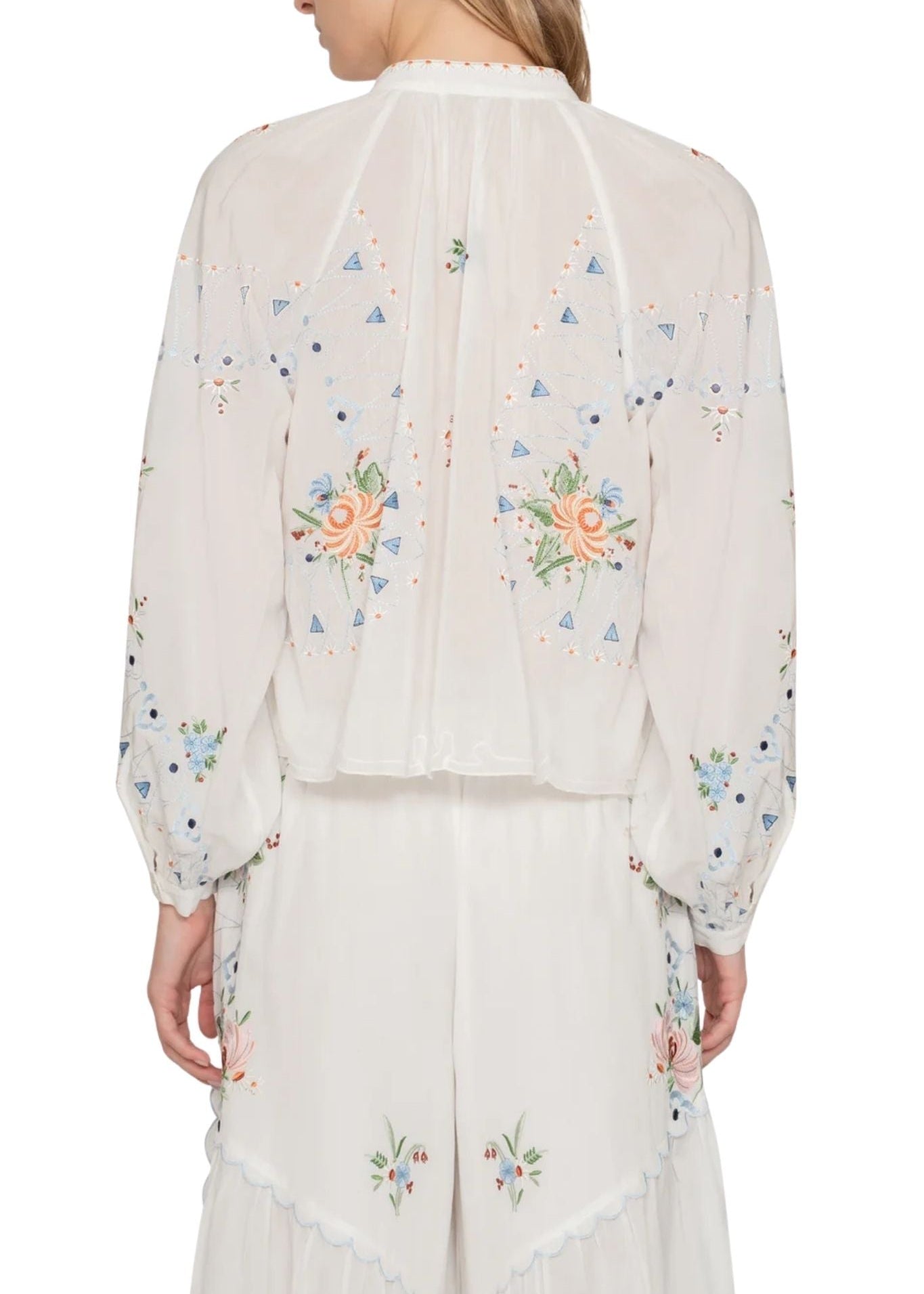 Sea Serafina Embroidery Longsleeve Blouse - Vermillion