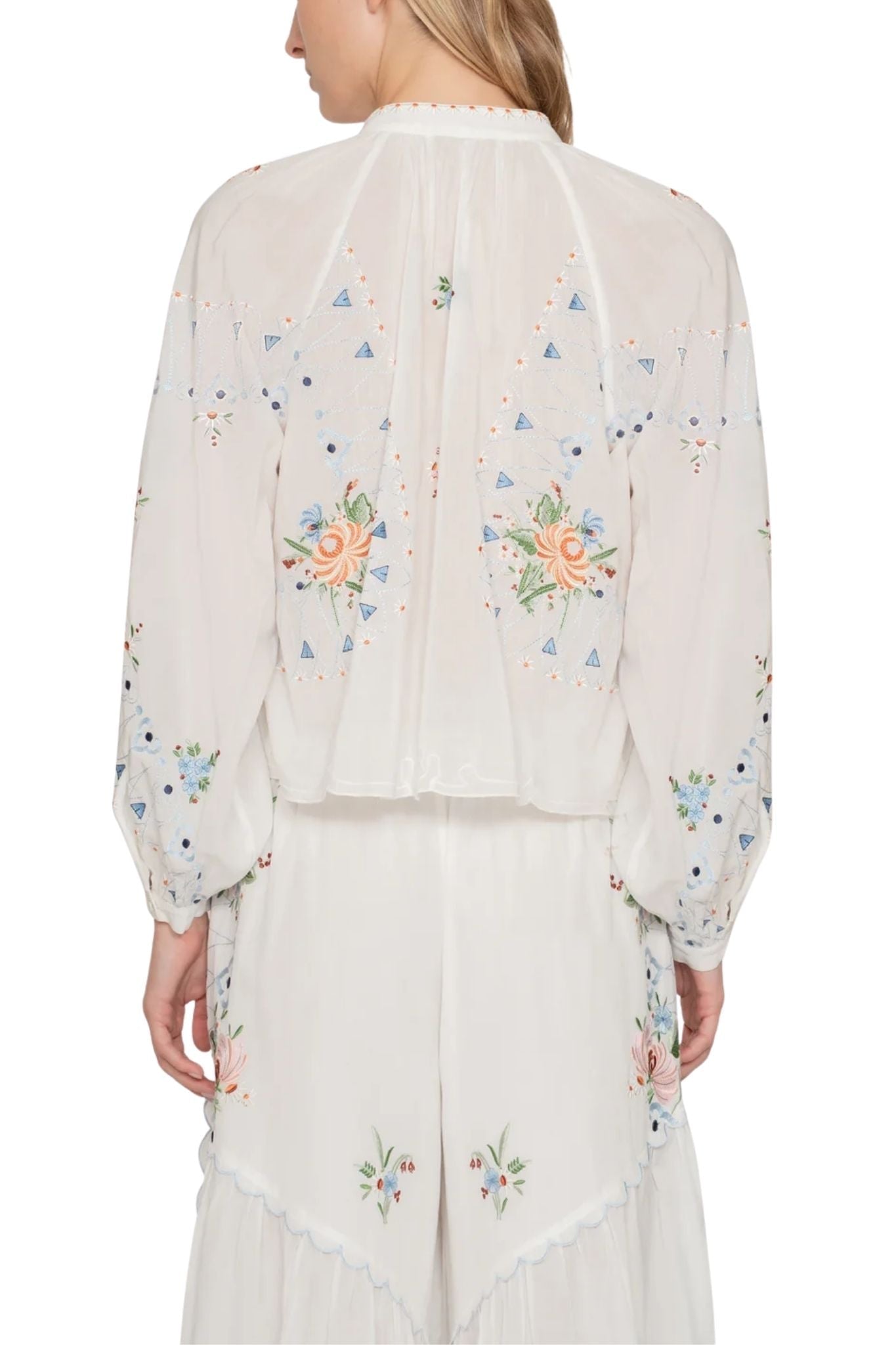 Sea Serafina Embroidery Longsleeve Blouse - Vermillion