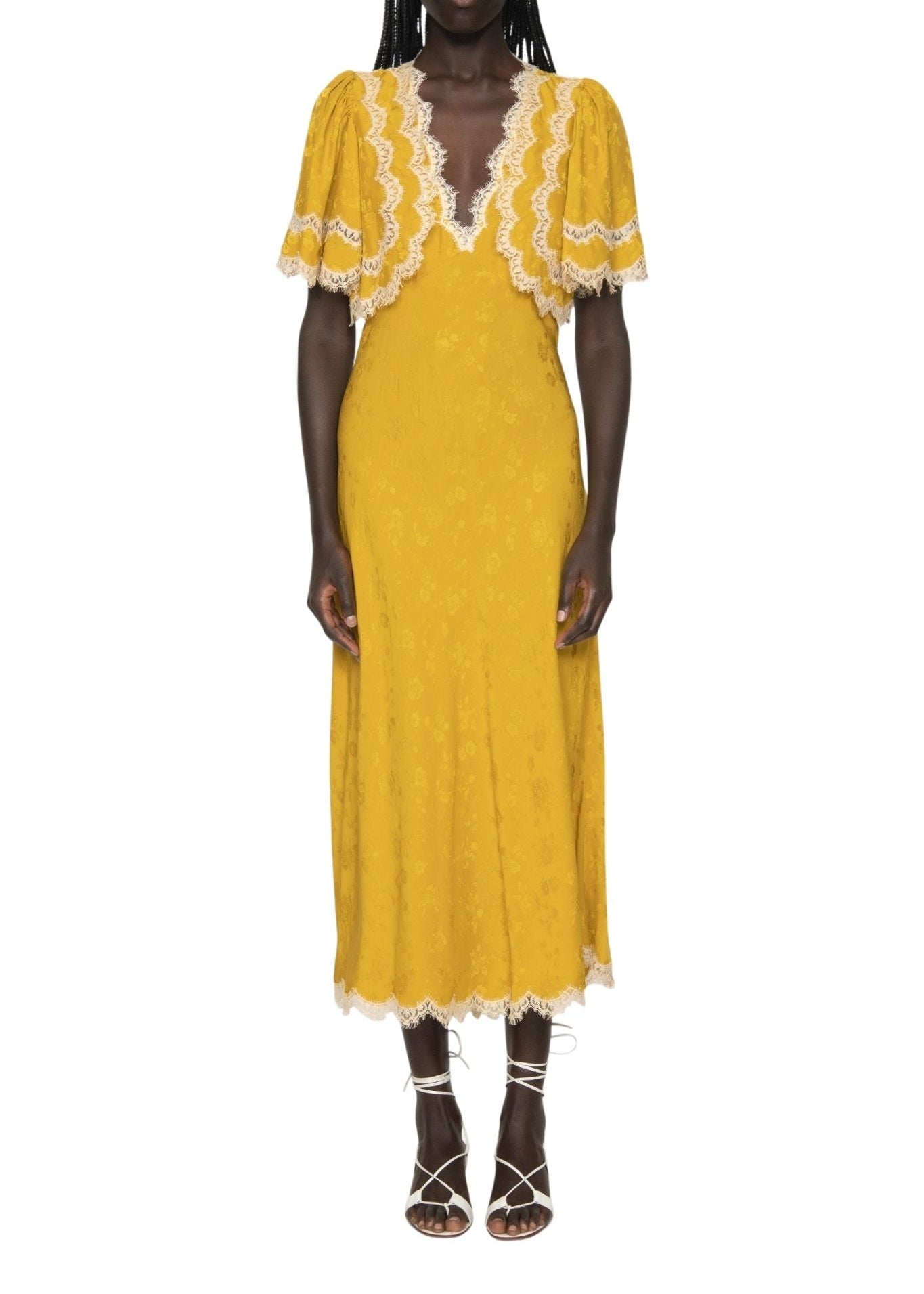 Sea Shay Lace Cape Midi Dress - Vermillion