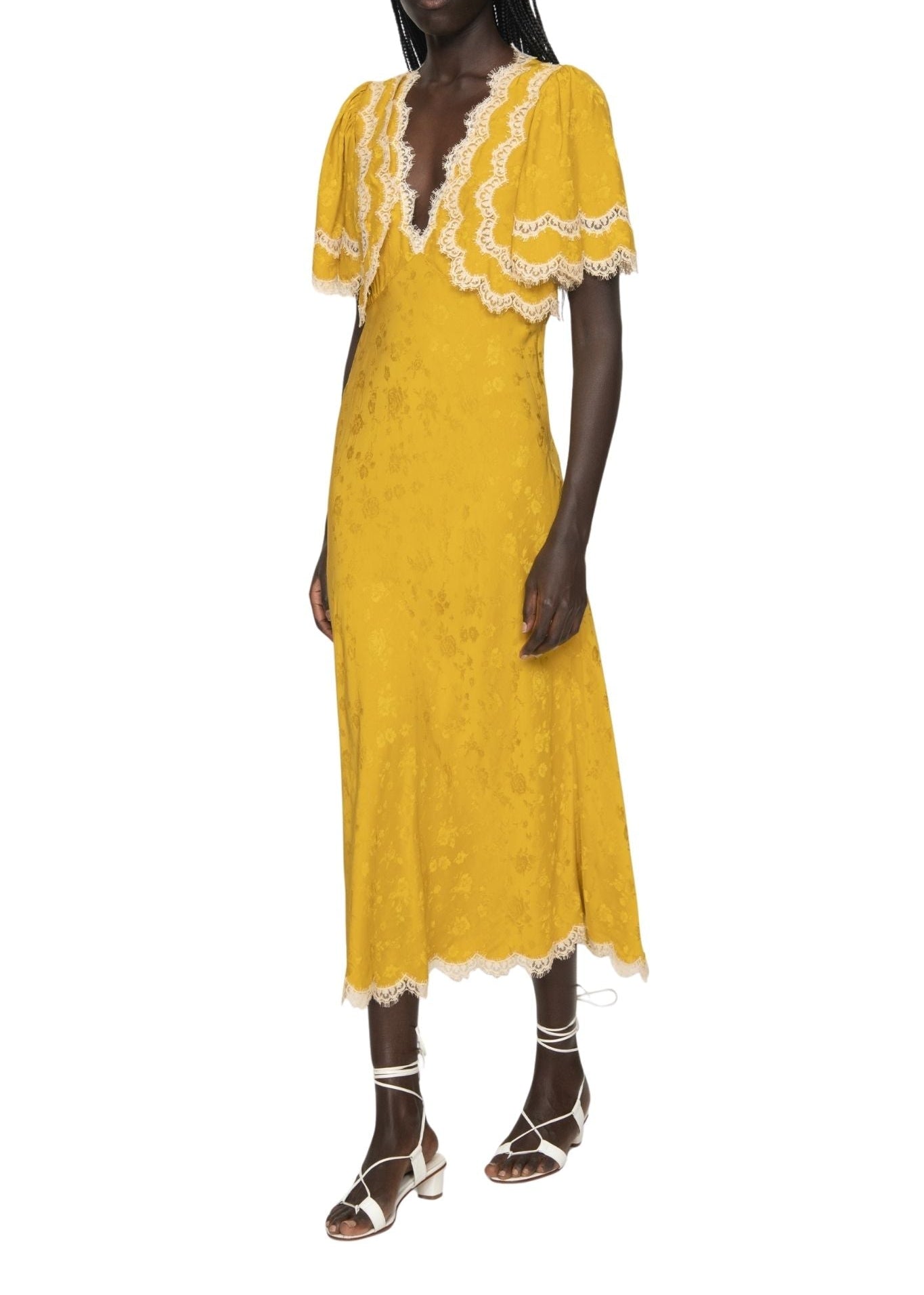 Sea Shay Lace Cape Midi Dress - Vermillion