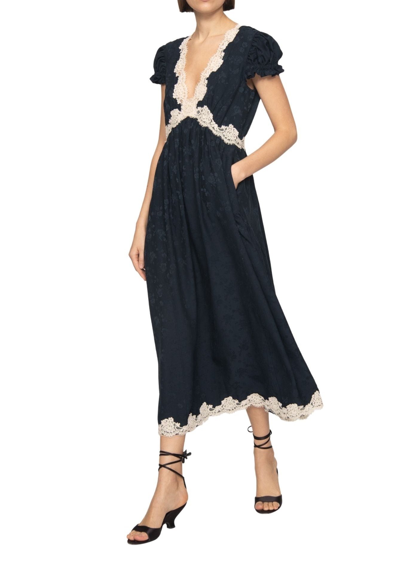 Sea Shay Lace V-neck Midi Dress - Vermillion