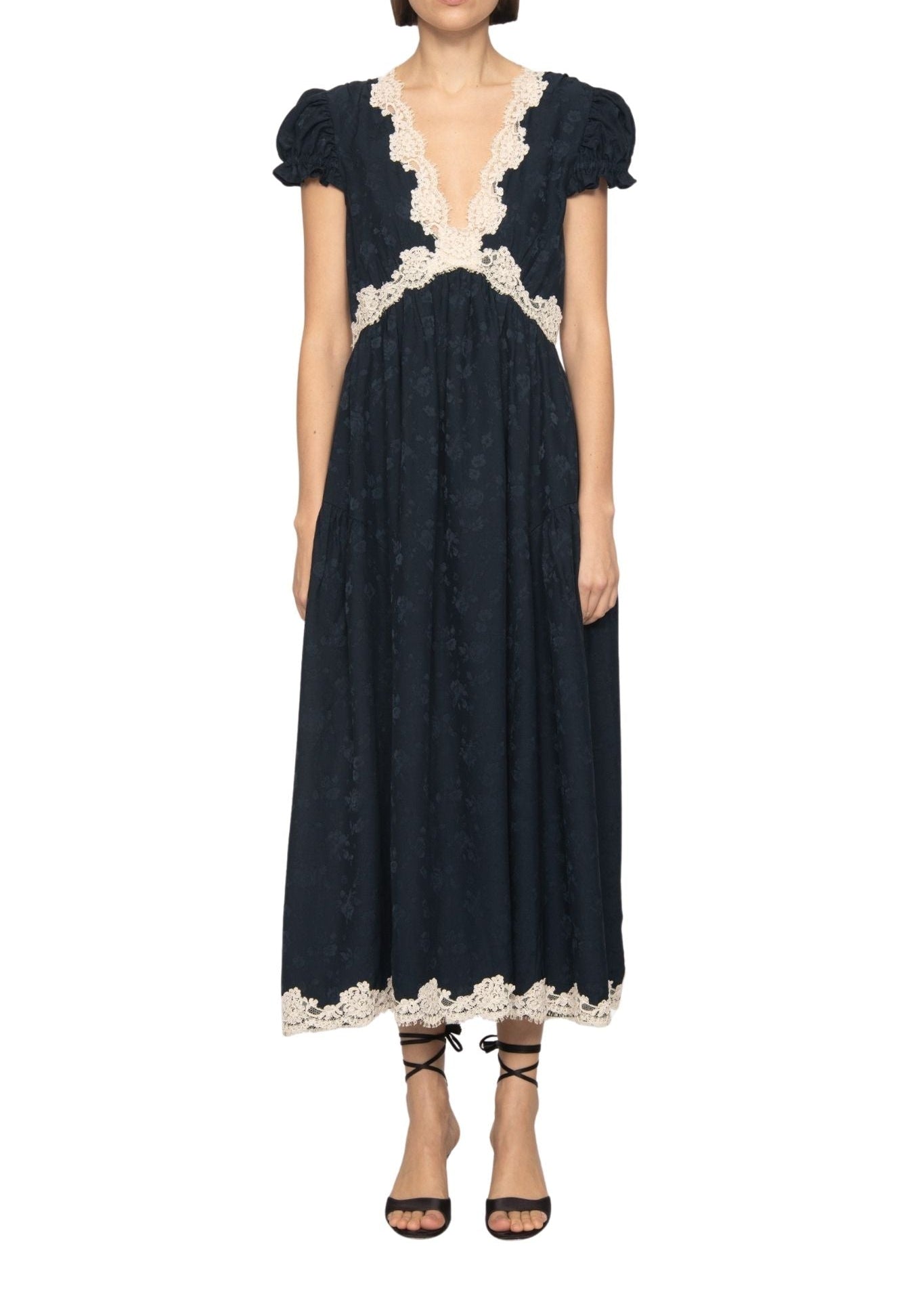 Sea Shay Lace V-neck Midi Dress - Vermillion