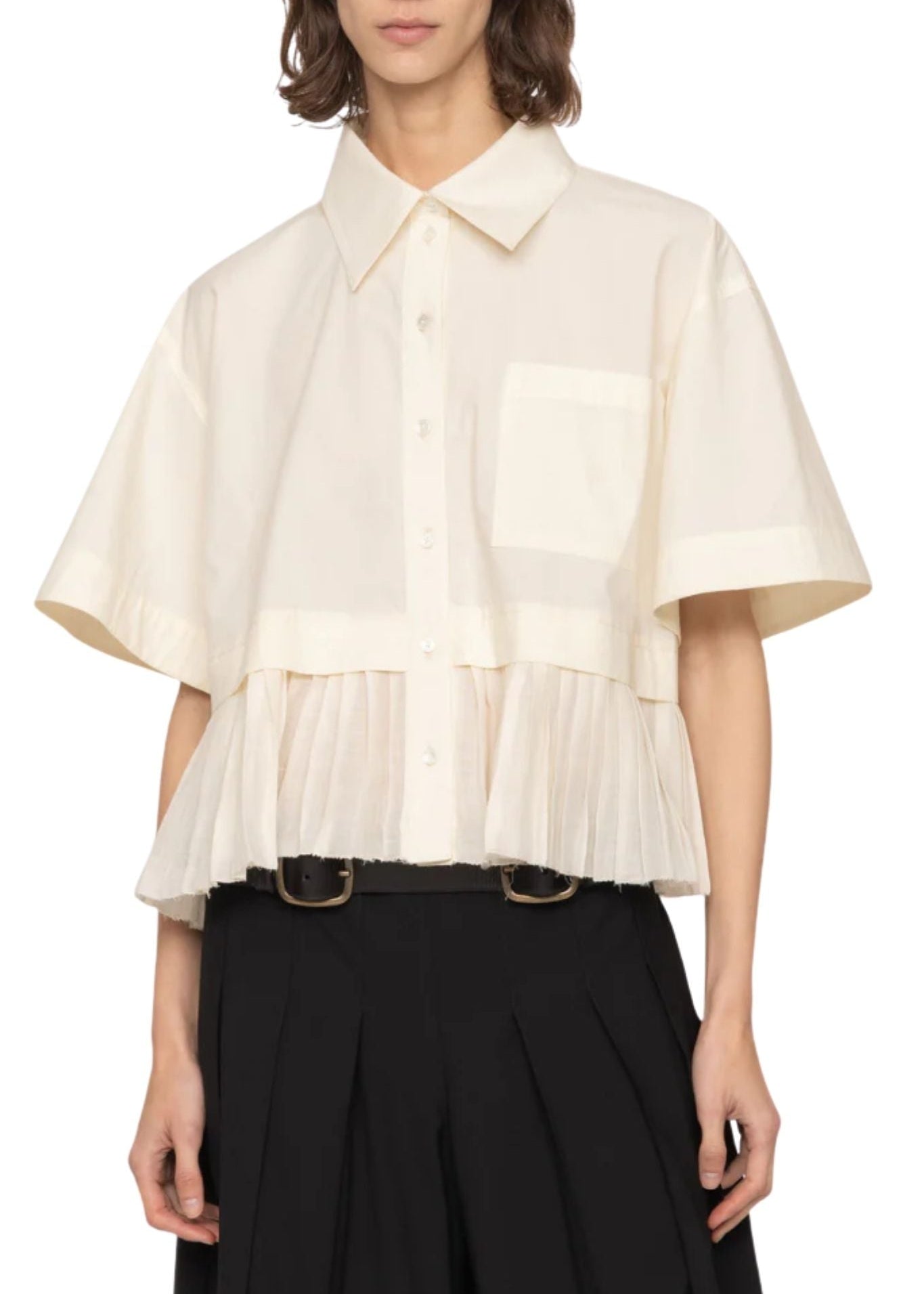 Sea Solene Solid Combo S/Slv Shirt - Vermillion