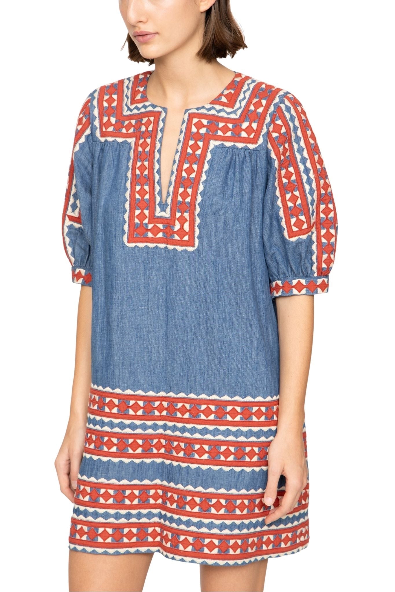 Sea Stina Chambray Mini Dress - Vermillion