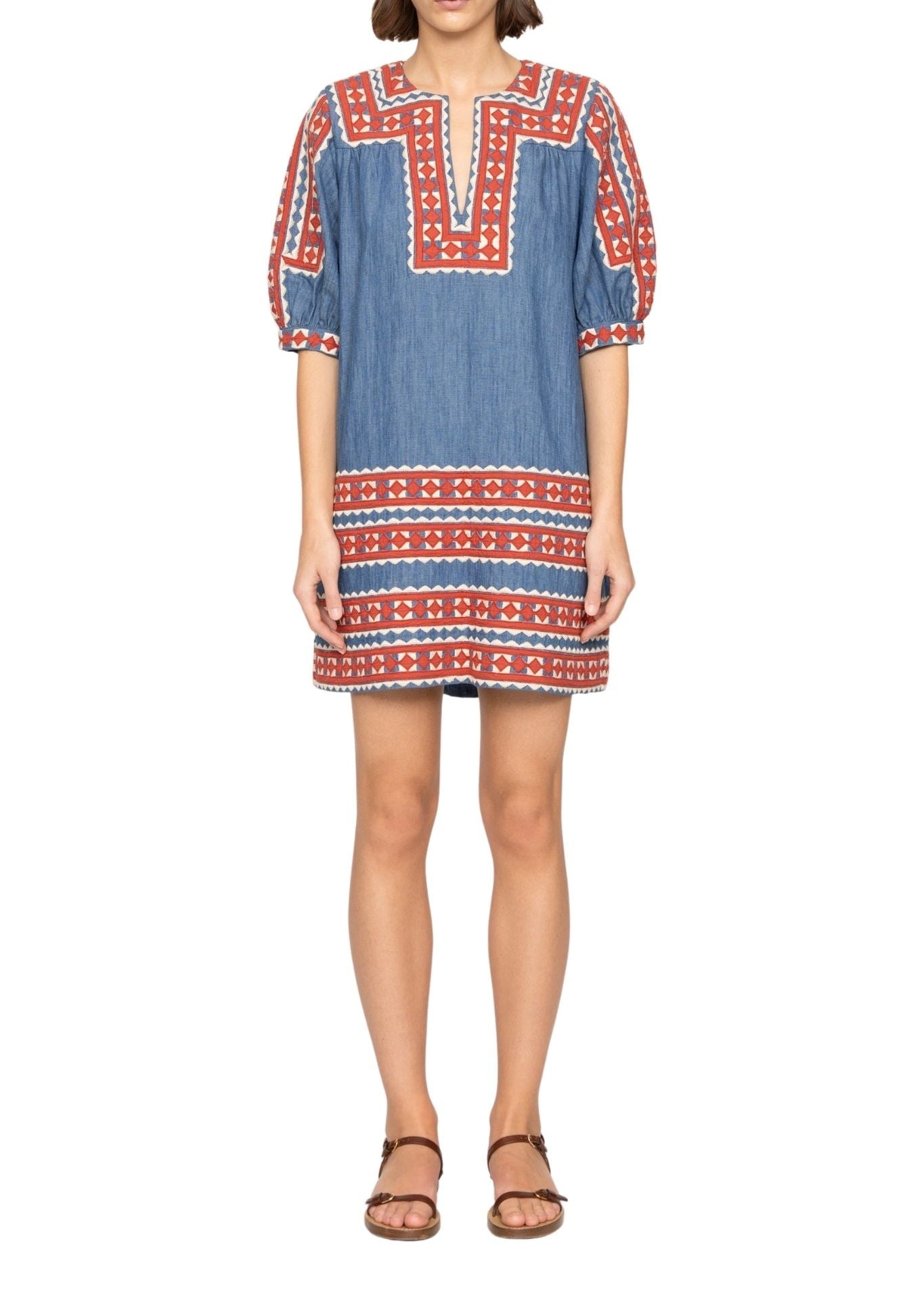 Sea Stina Chambray Mini Dress - Vermillion