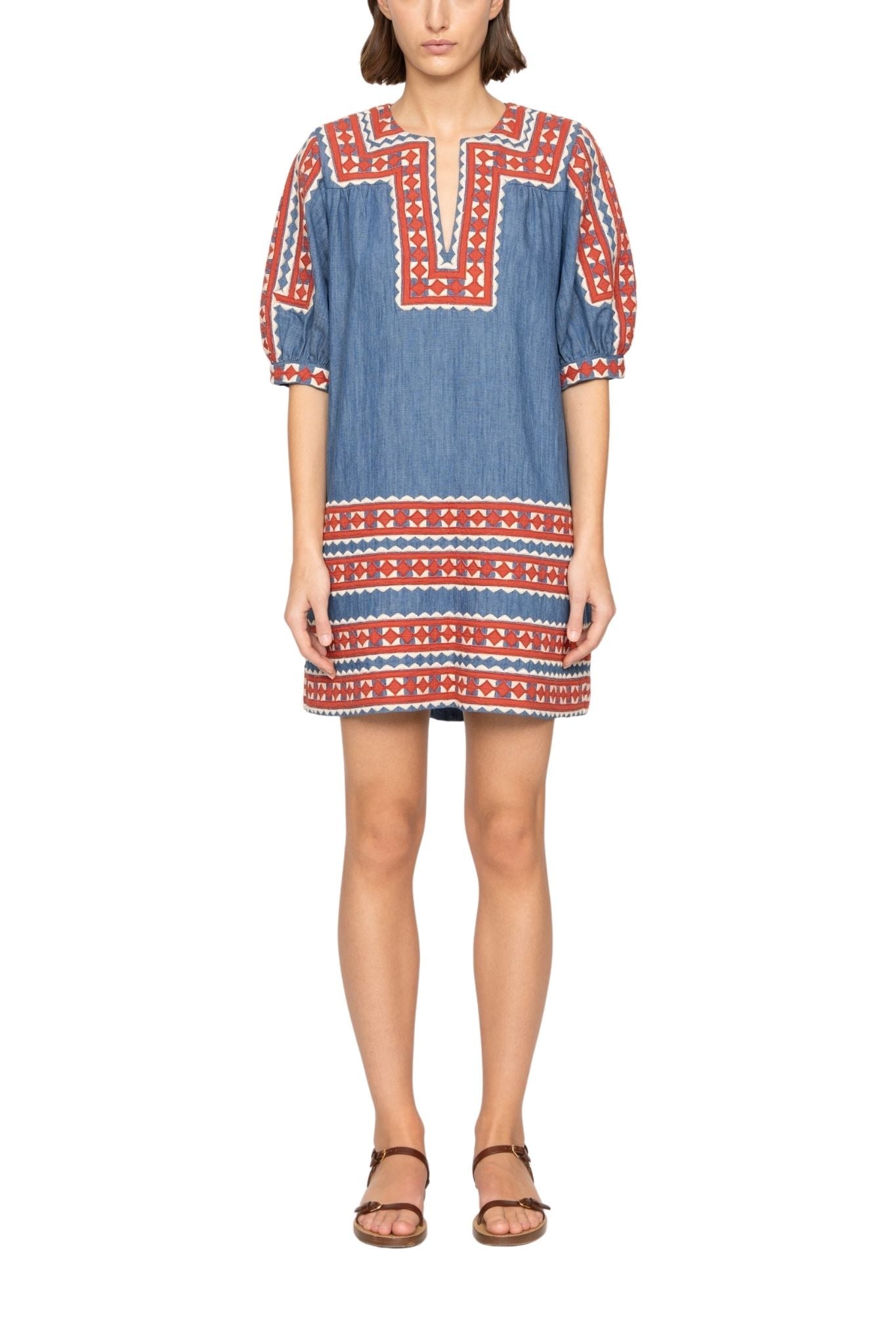 Sea Stina Chambray Mini Dress - Vermillion
