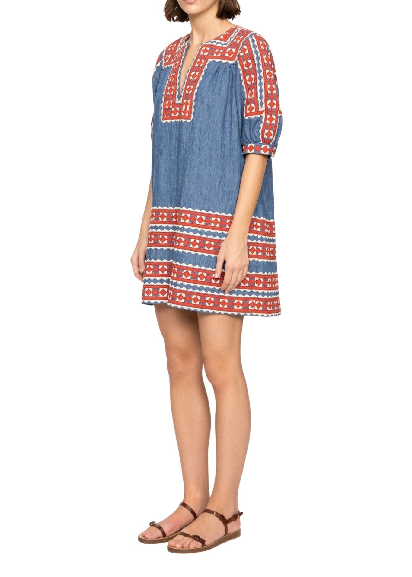 Sea Stina Chambray Mini Dress - Vermillion