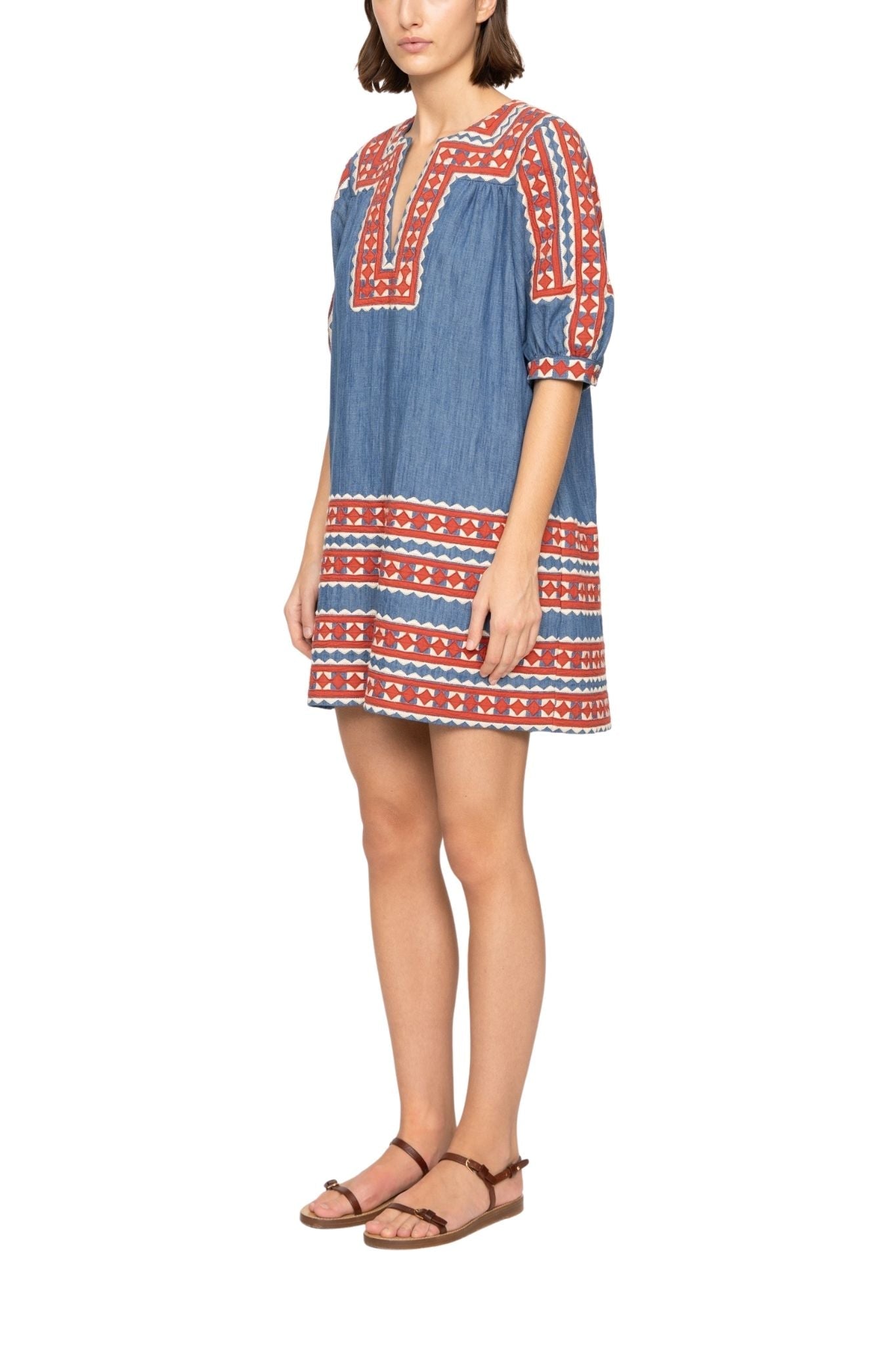 Sea Stina Chambray Mini Dress - Vermillion