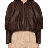 Sea Thompson Leather Cape Jacket - Vermillion
