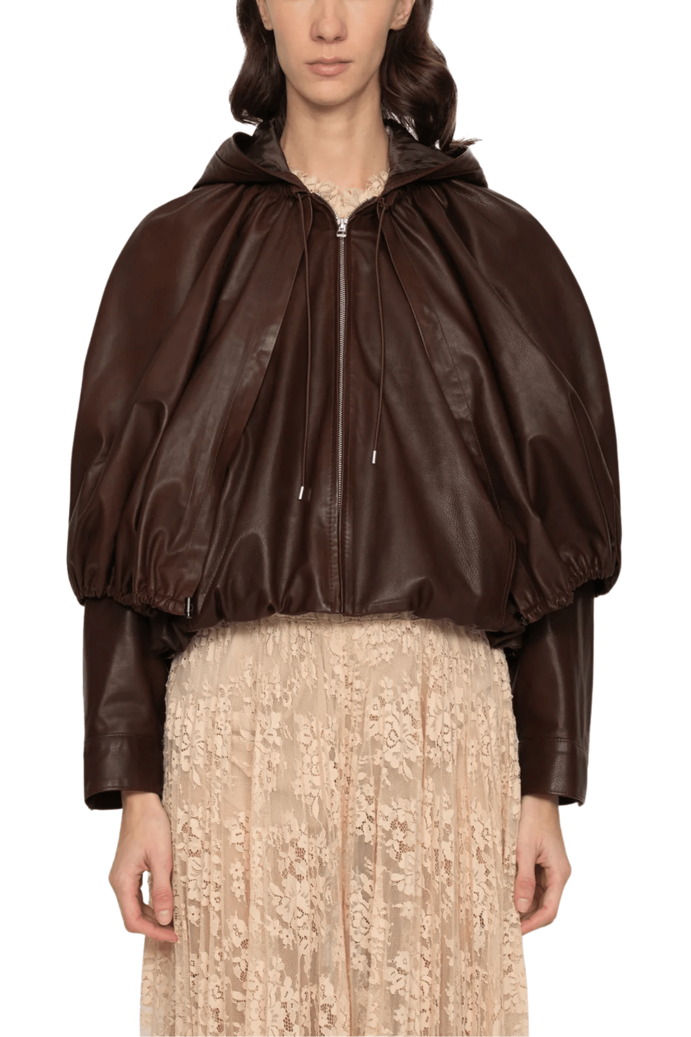 Sea Thompson Leather Cape Jacket - Vermillion