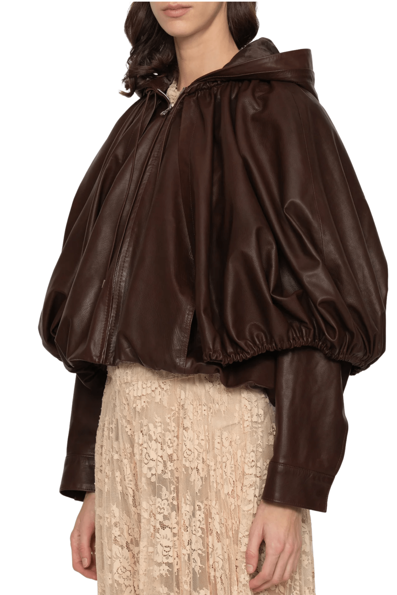 Sea Thompson Leather Cape Jacket - Vermillion