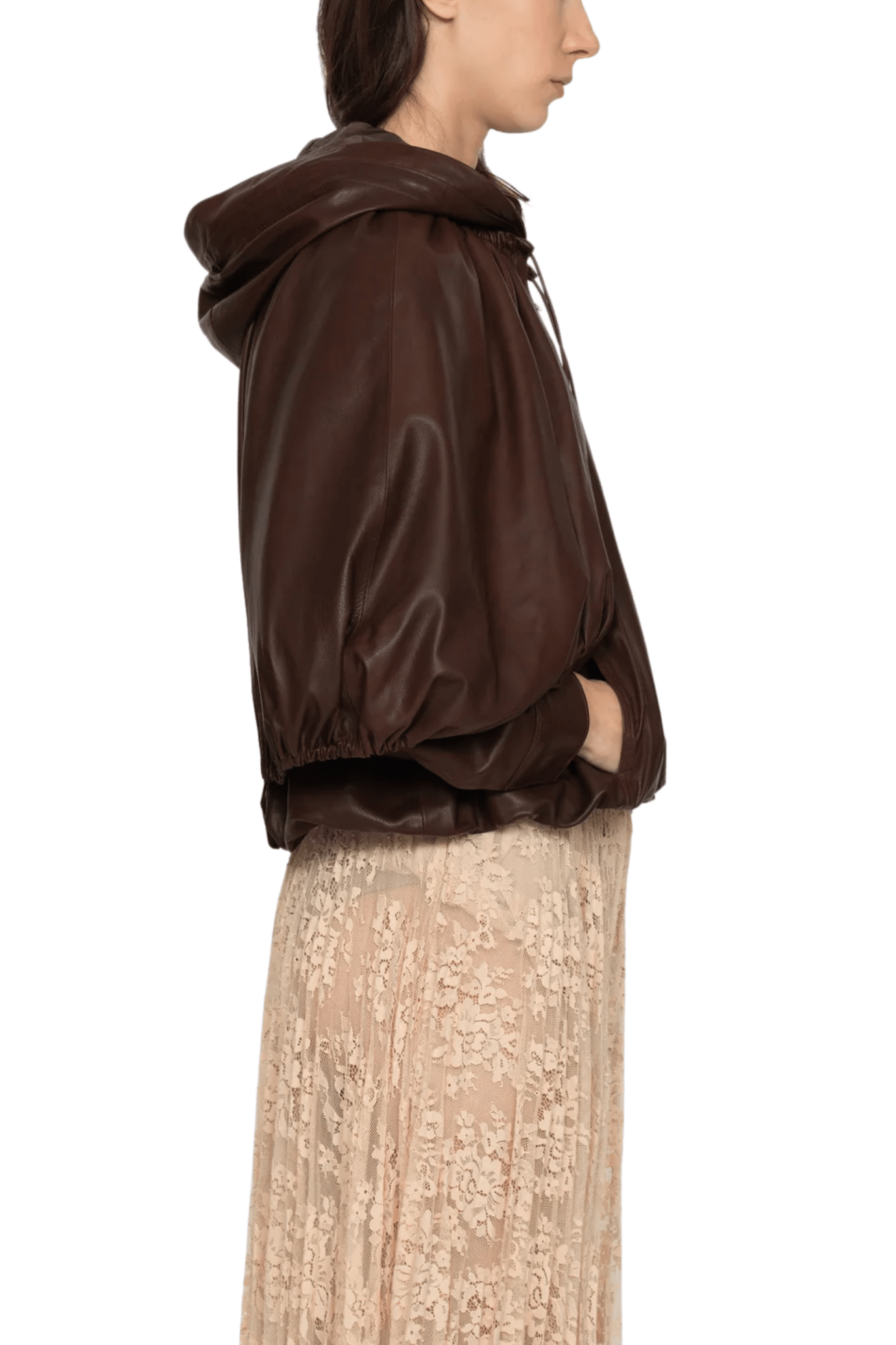 Sea Thompson Leather Cape Jacket - Vermillion