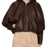 Sea Thompson Leather Cape Jacket - Vermillion