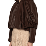 Sea Thompson Leather Cape Jacket - Vermillion
