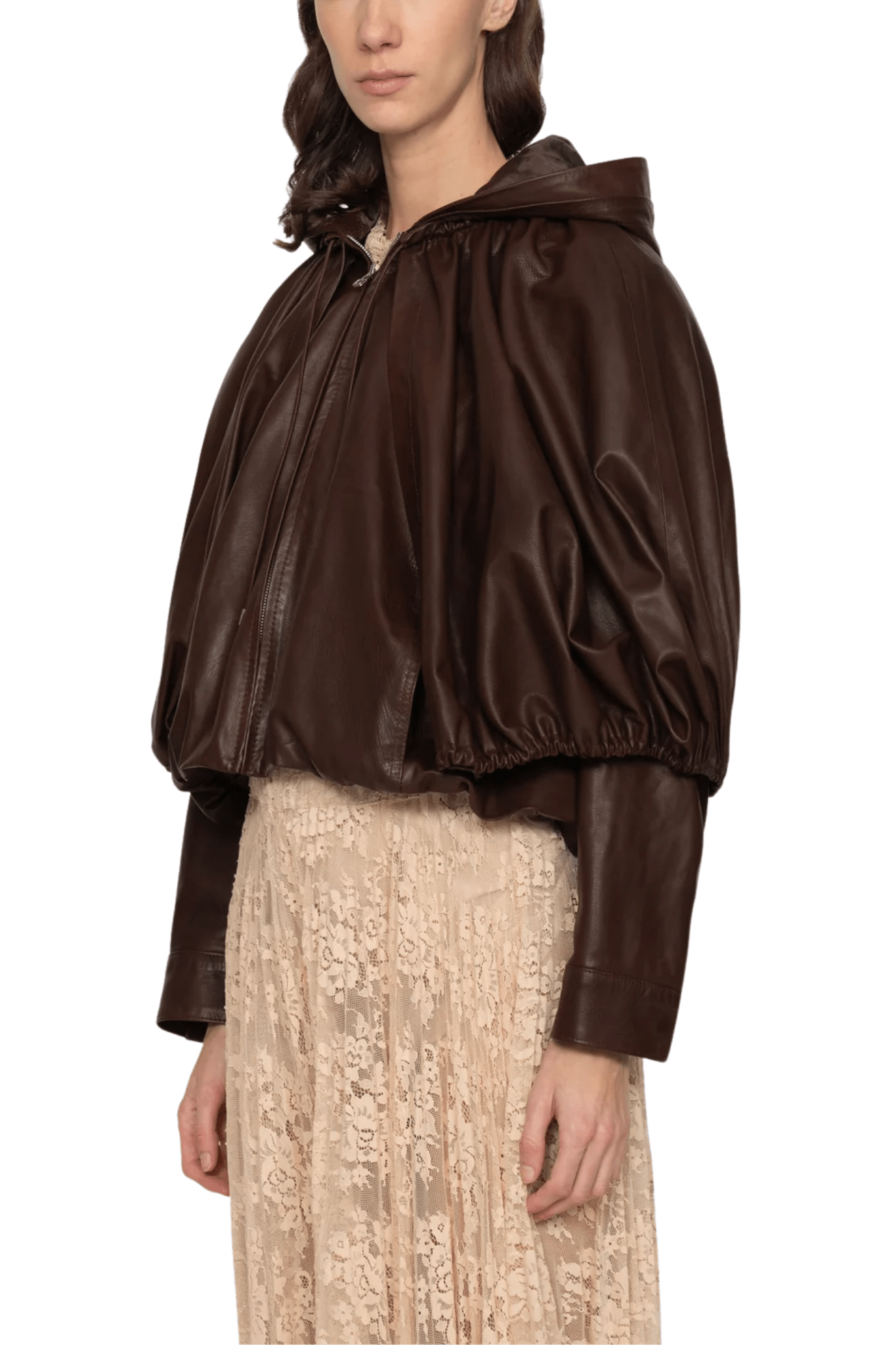 Sea Thompson Leather Cape Jacket - Vermillion
