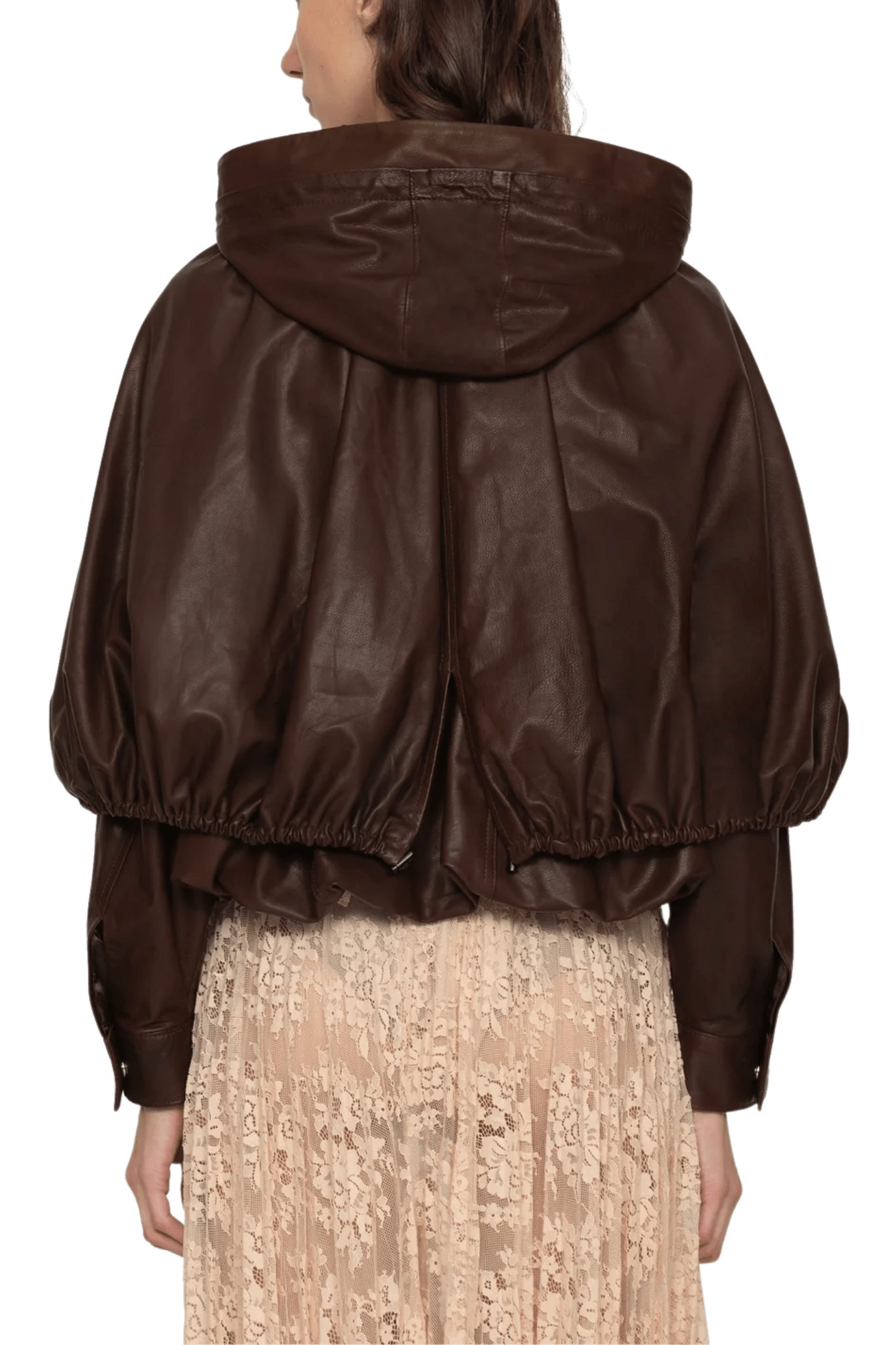 Sea Thompson Leather Cape Jacket - Vermillion