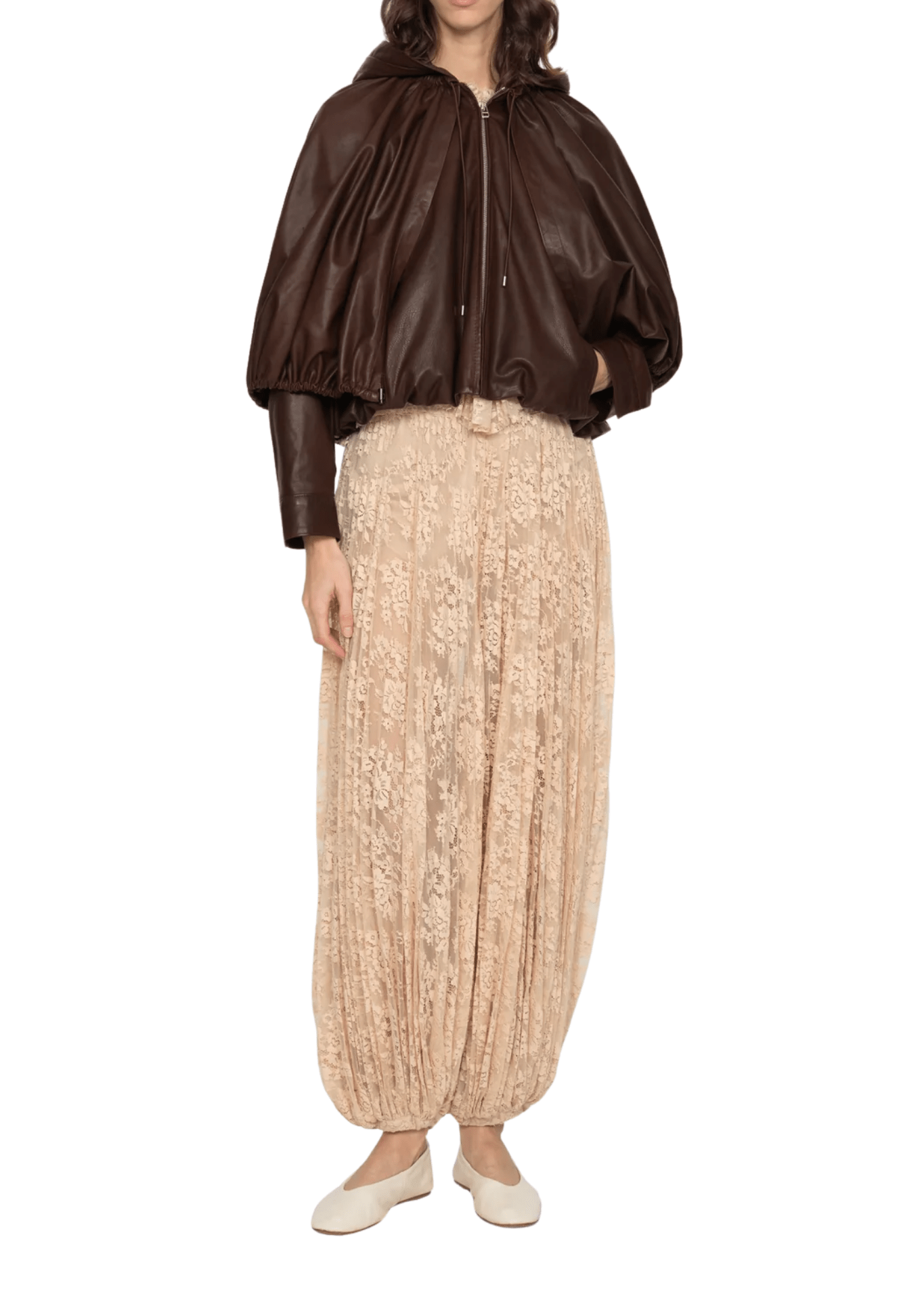 Sea Thompson Leather Cape Jacket - Vermillion