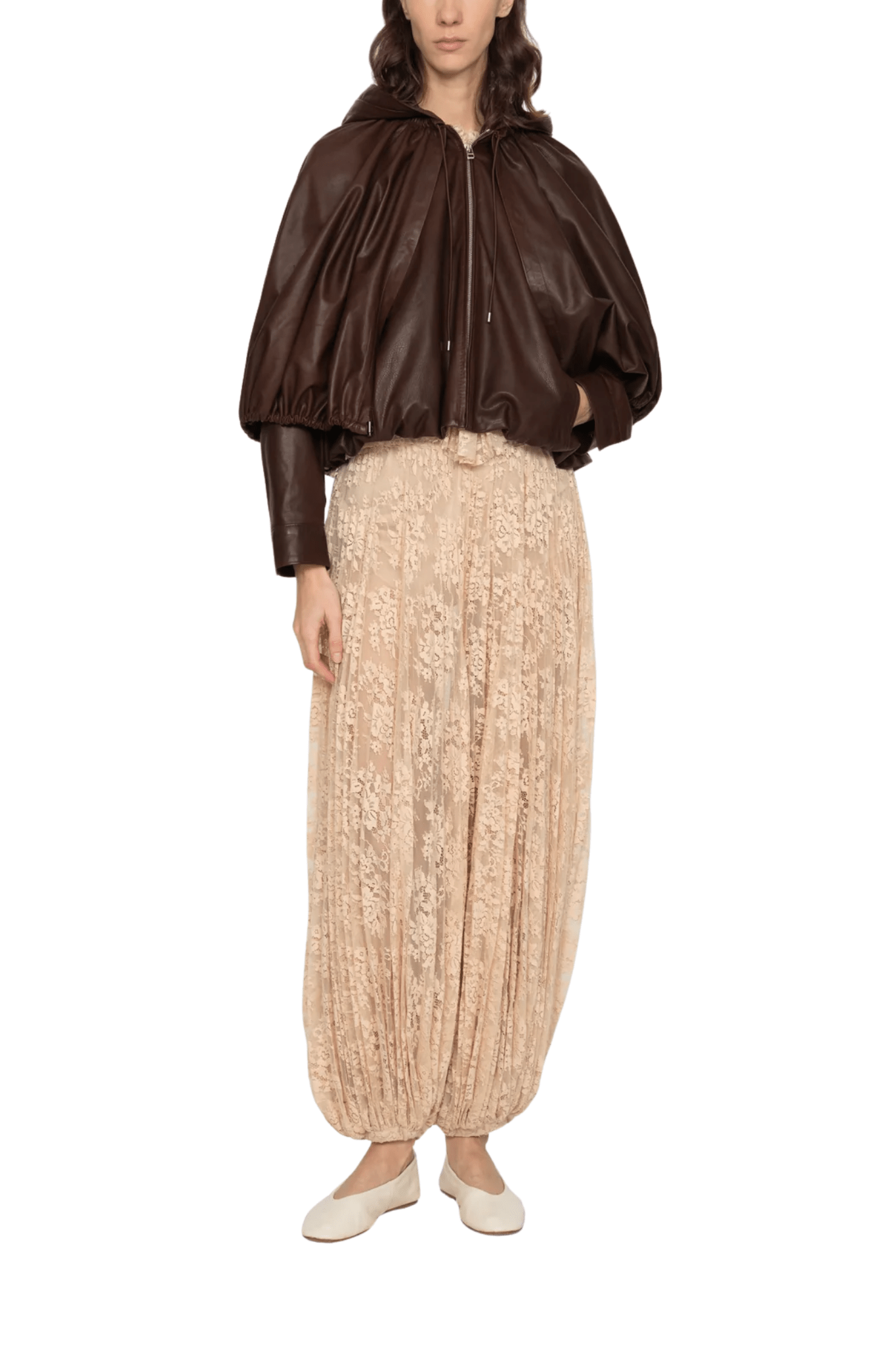 Sea Thompson Leather Cape Jacket - Vermillion