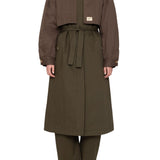 Sea Tristan Solid Color Block Trench Coat - Vermillion