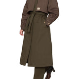 Sea Tristan Solid Color Block Trench Coat - Vermillion