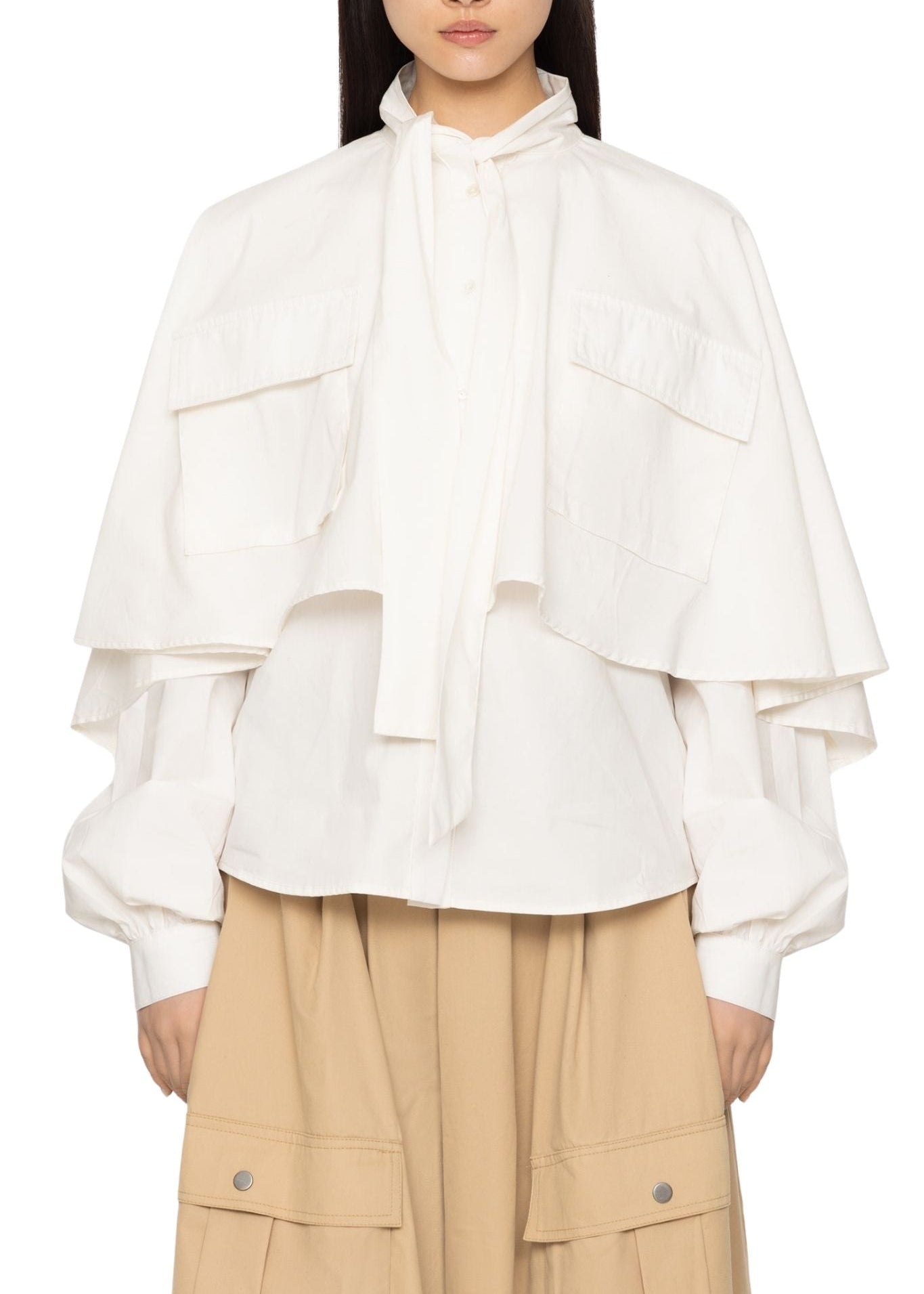 Sea Tristan Solid Longsleeve Cape Top - Vermillion