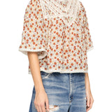 Sea Viera Print Shortsleeve Blouse - Vermillion