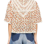 Sea Viera Print Shortsleeve Blouse - Vermillion