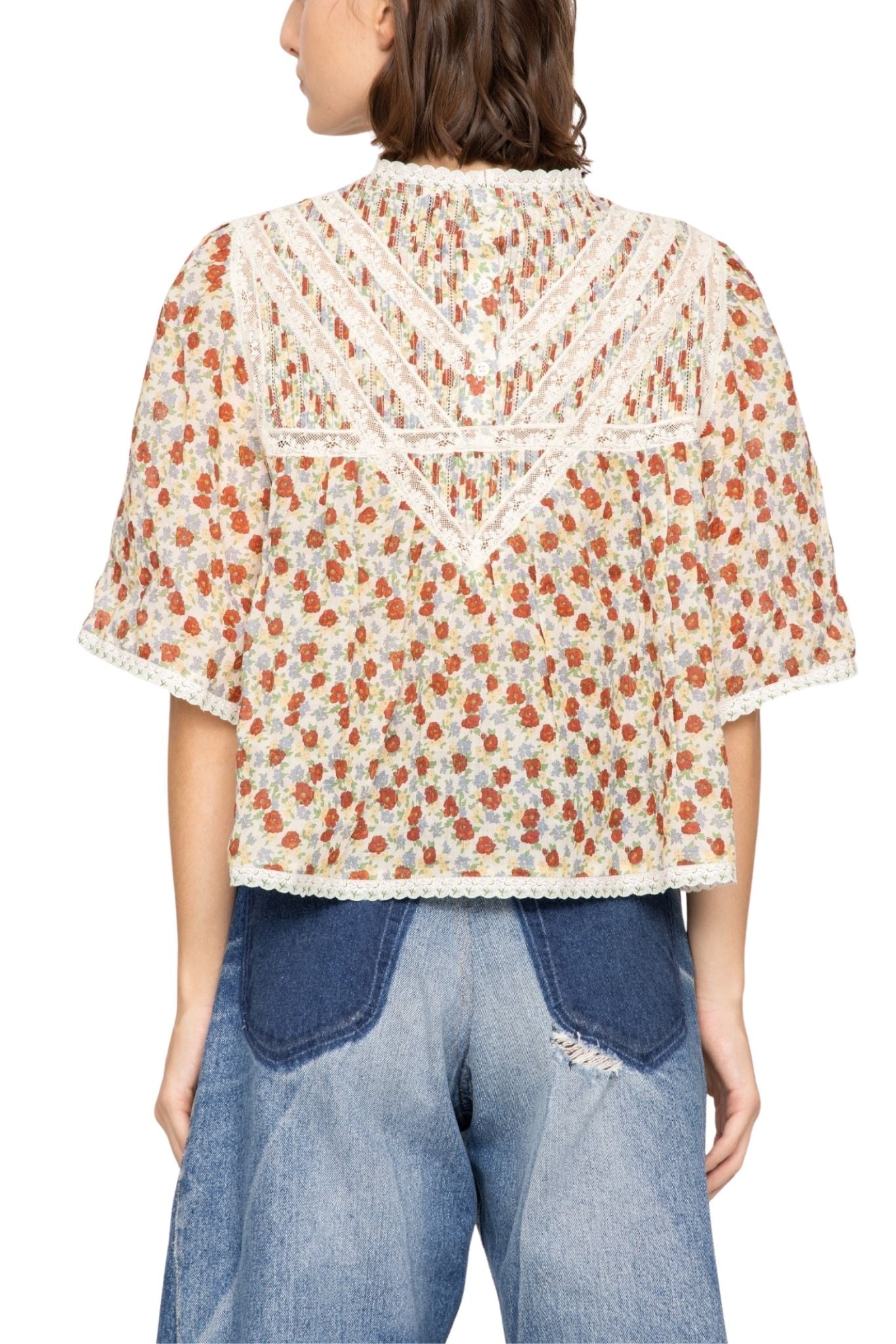 Sea Viera Print Shortsleeve Blouse - Vermillion