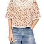 Sea Viera Print Shortsleeve Blouse - Vermillion