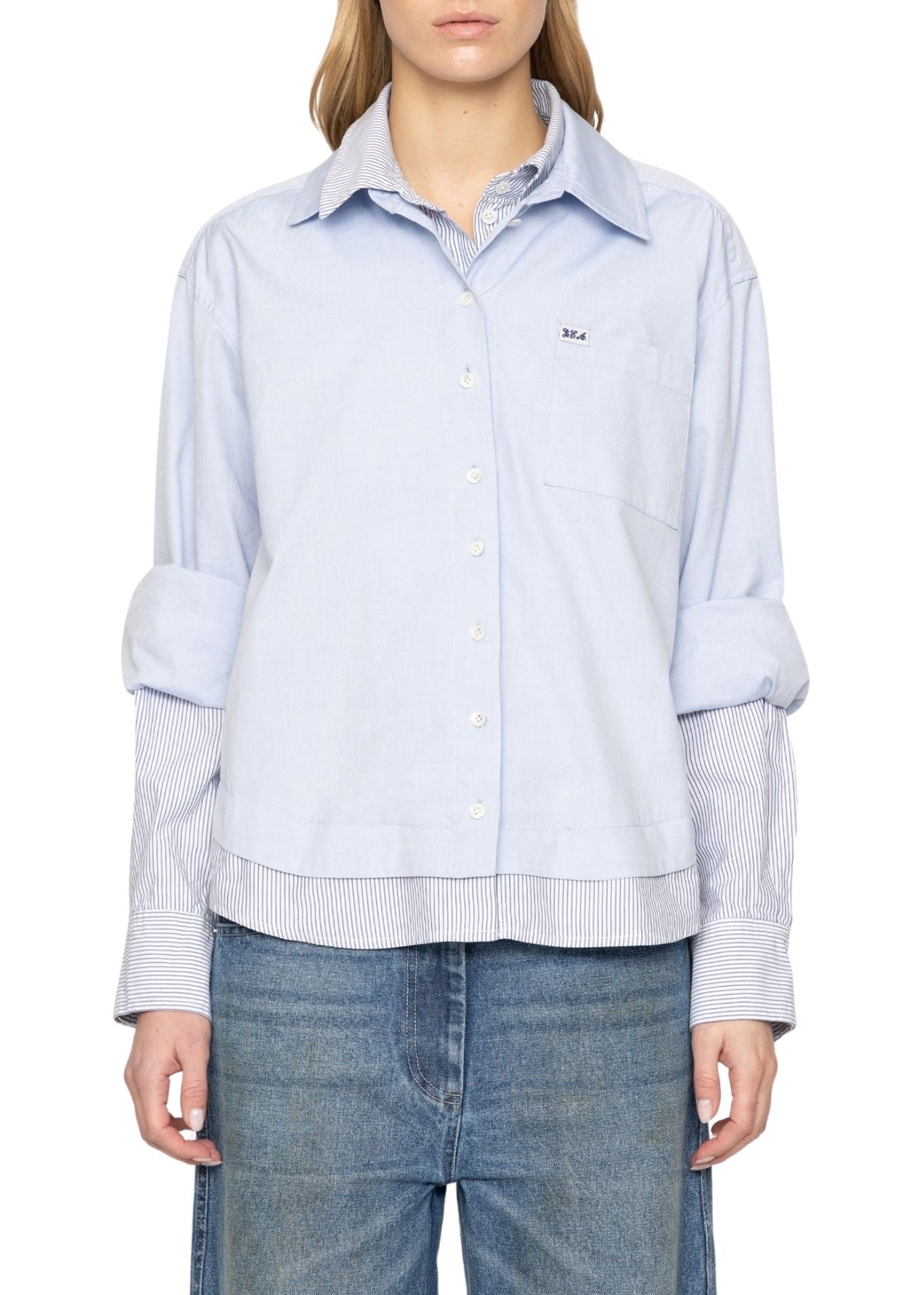 Sea Zayna Double Layer Button Down - Vermillion