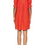 Sea Zora Solid Short Sleeve Button Down Dress - Vermillion