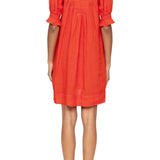 Sea Zora Solid Short Sleeve Button Down Dress - Vermillion