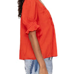 Sea Zora Solid Short Sleeve Button Down Top - Vermillion