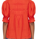 Sea Zora Solid Short Sleeve Button Down Top - Vermillion