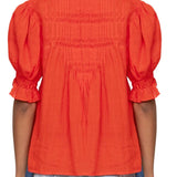 Sea Zora Solid Short Sleeve Button Down Top - Vermillion