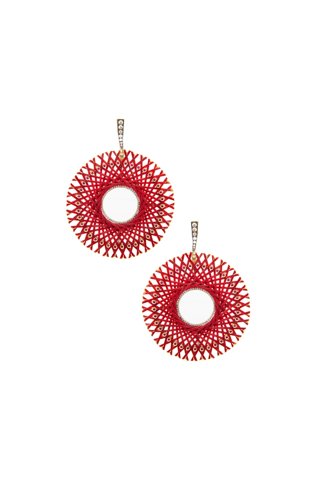 Silvia Furmanovich Bamboo Red Earrings with Diamond and Ruby - Vermillion