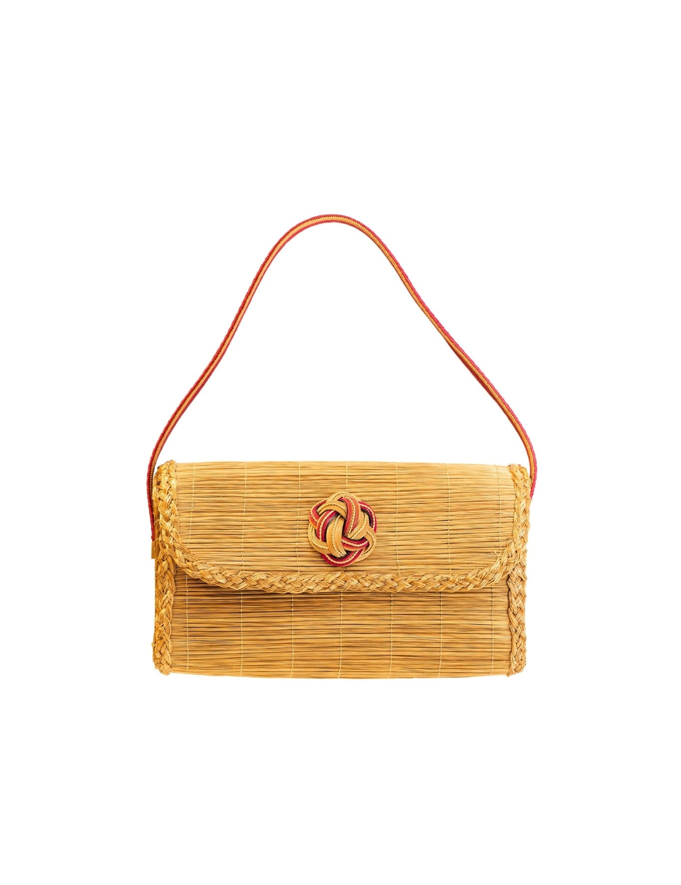 Silvia Furmanovich Golden Grass Braided Bag - Vermillion