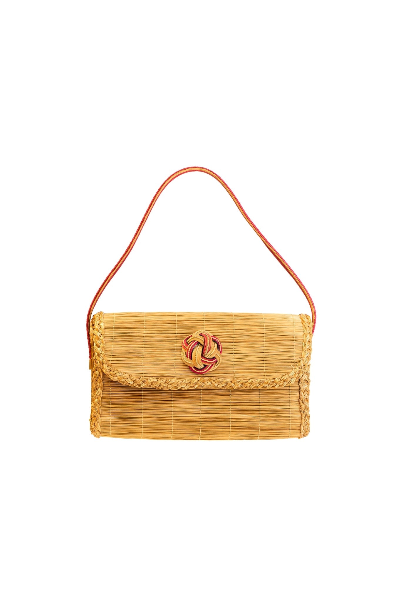 Silvia Furmanovich Golden Grass Braided Bag - Vermillion