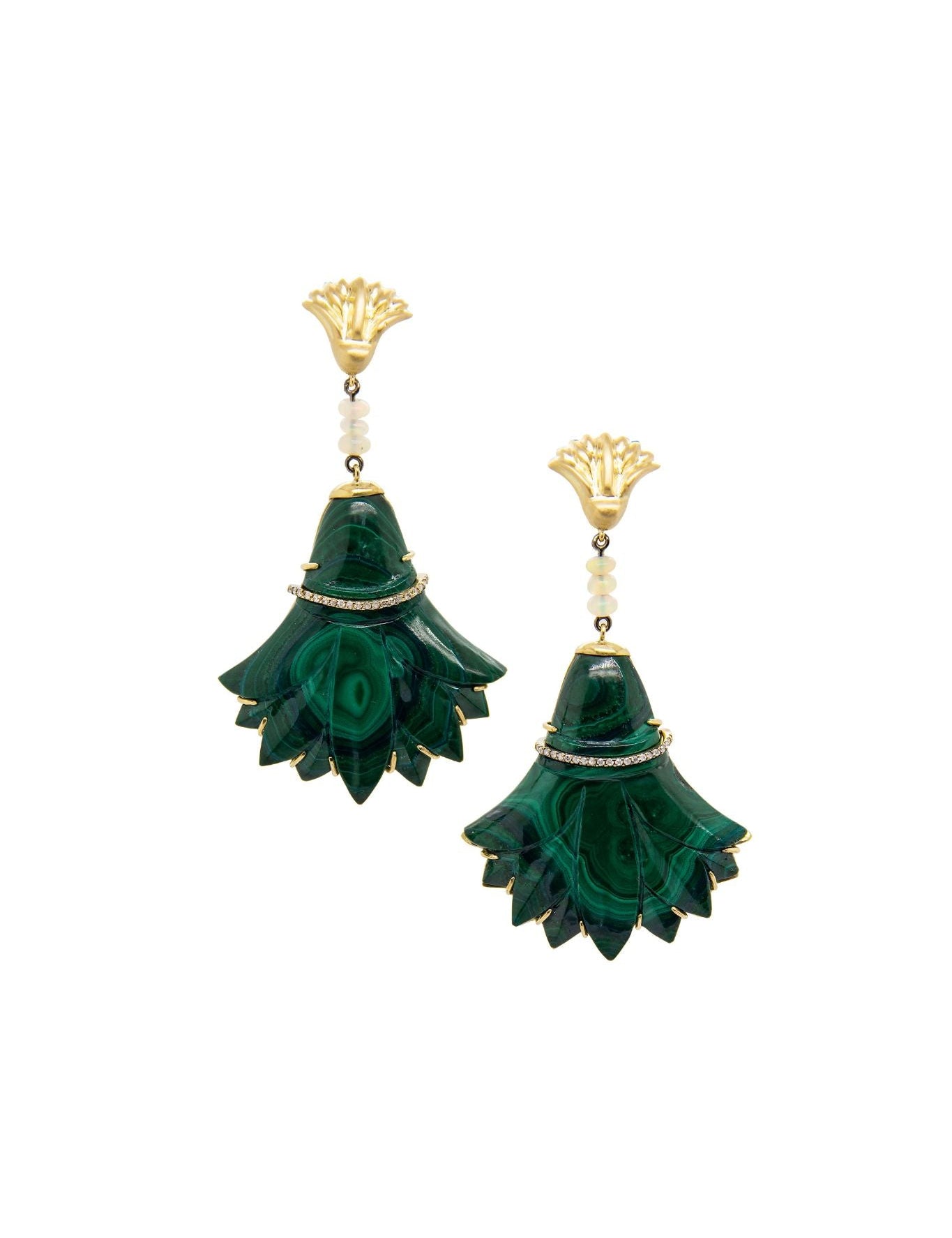 Silvia Furmanovich Malachite Lotus Flower Earrings - Vermillion