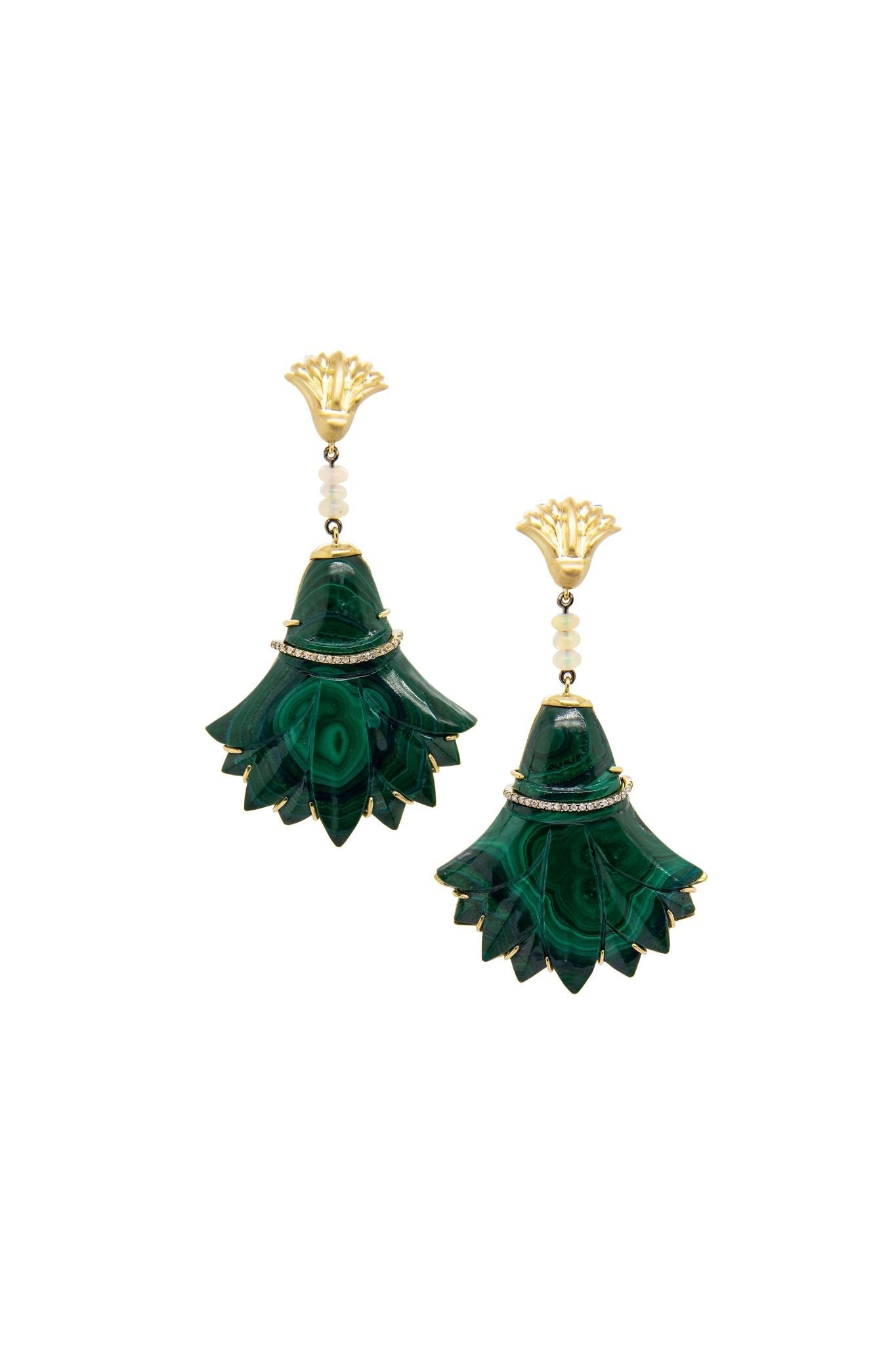 Silvia Furmanovich Malachite Lotus Flower Earrings - Vermillion