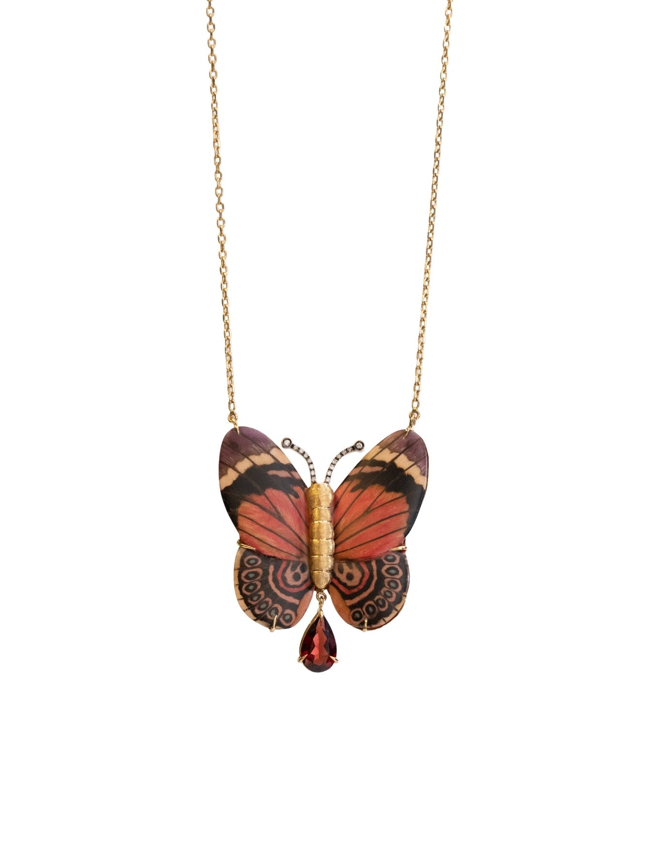 Silvia Furmanovich Marquetry Butterfly Necklace - Vermillion