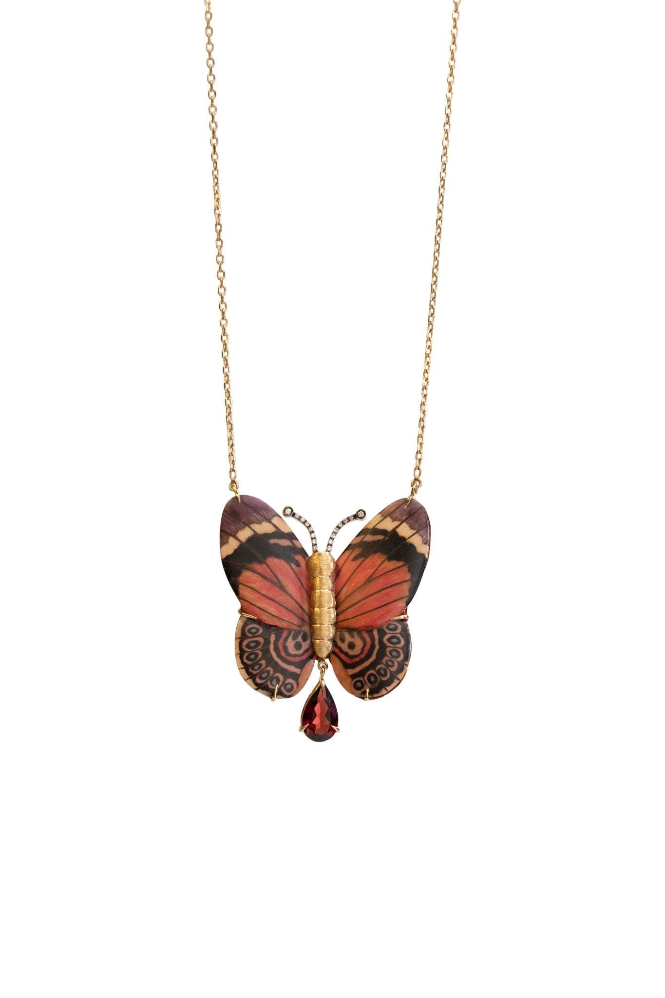 Silvia Furmanovich Marquetry Butterfly Necklace - Vermillion