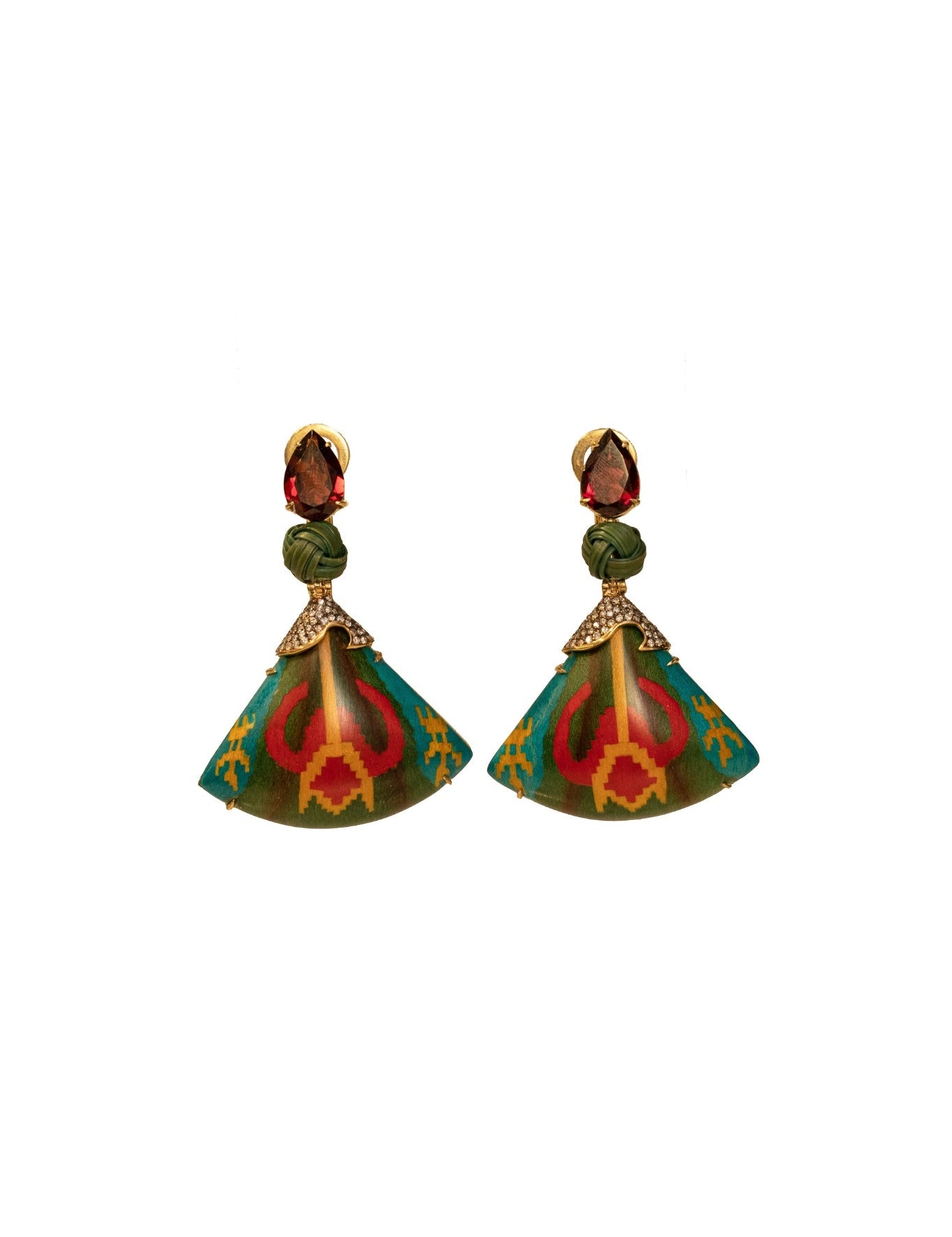 Silvia Furmanovich Marquetry Fan Earrings - Vermillion