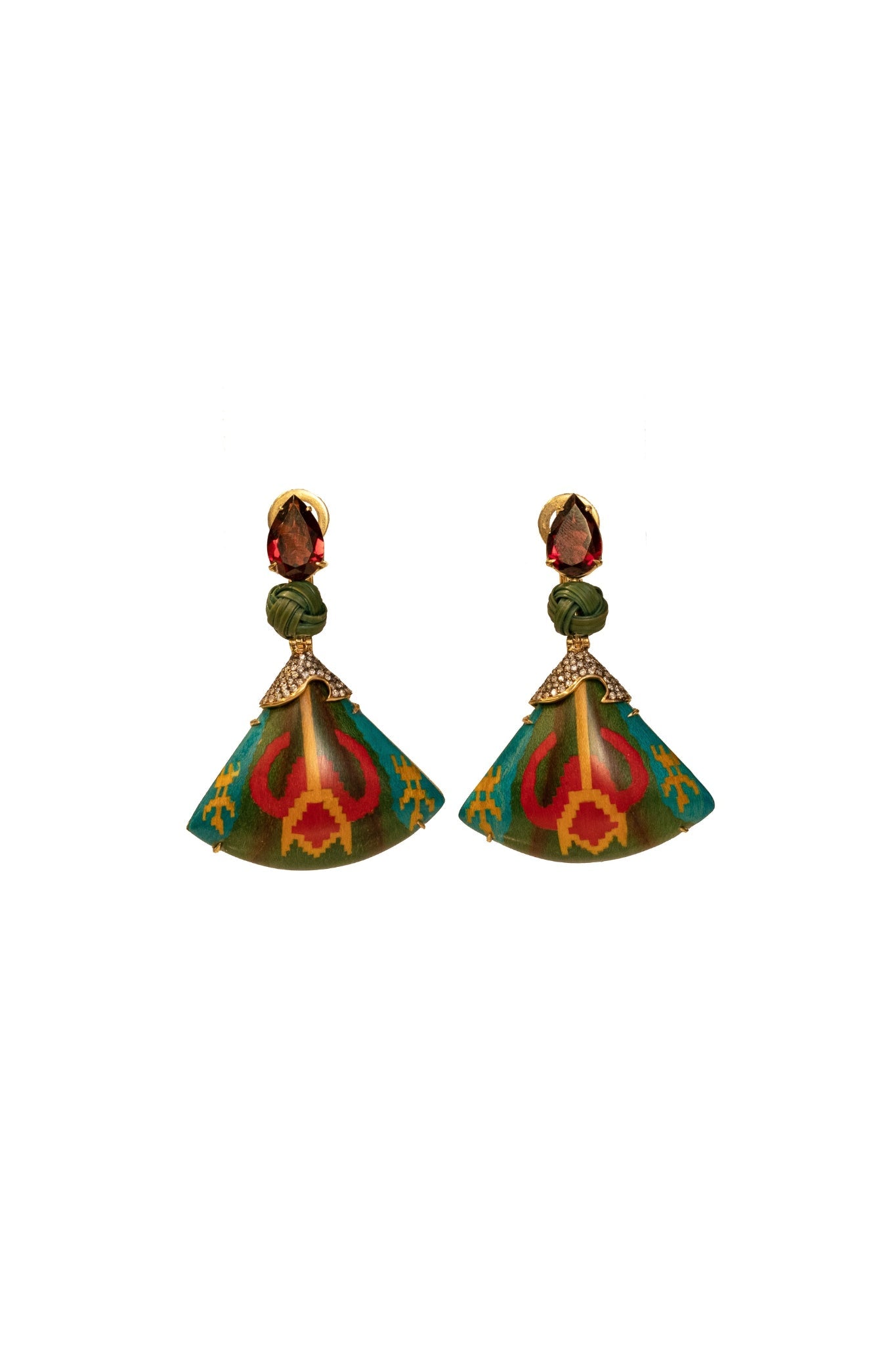 Silvia Furmanovich Marquetry Fan Earrings - Vermillion