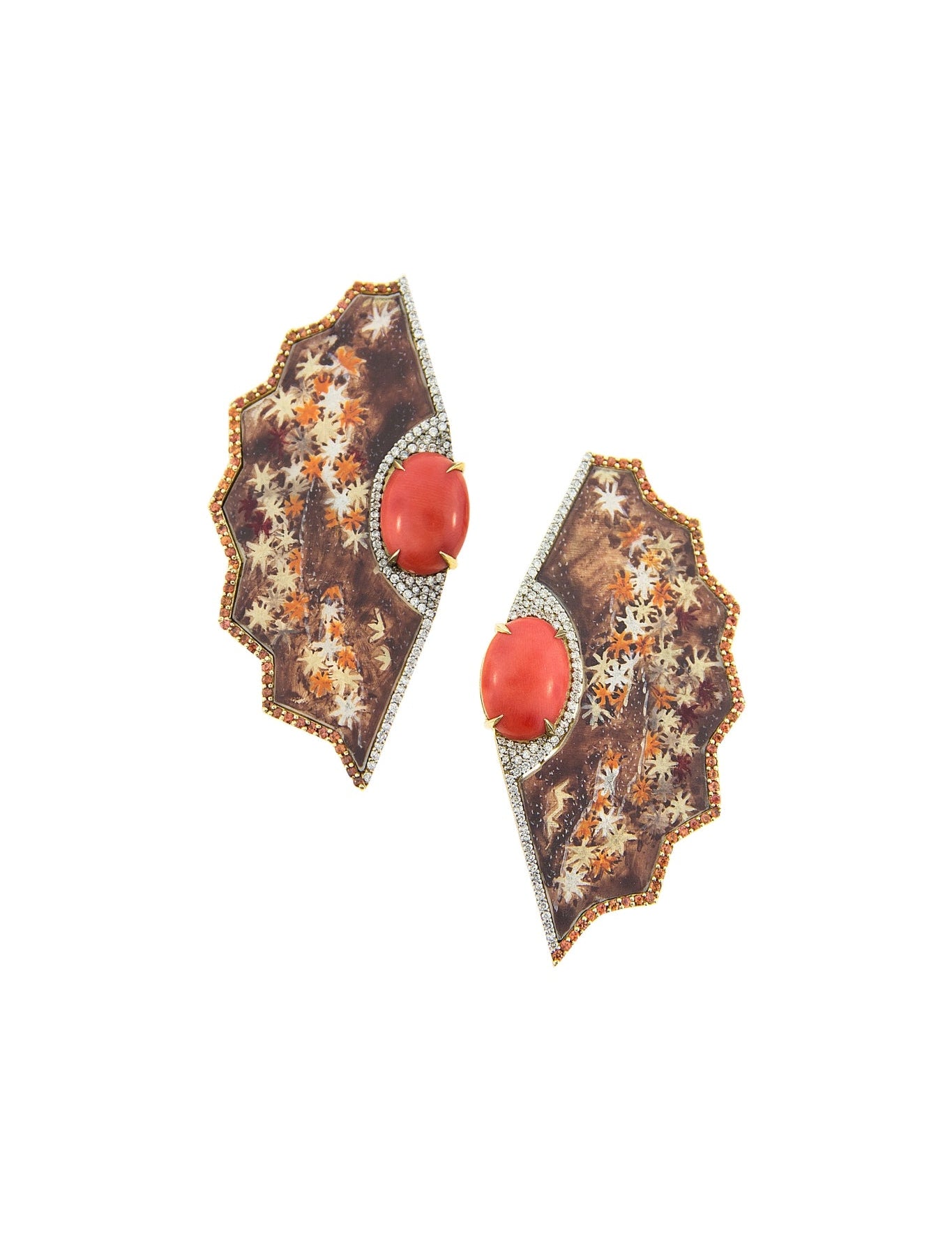 Silvia Furmanovich Obi Handpainted Orange and White Star Earrings - Vermillion