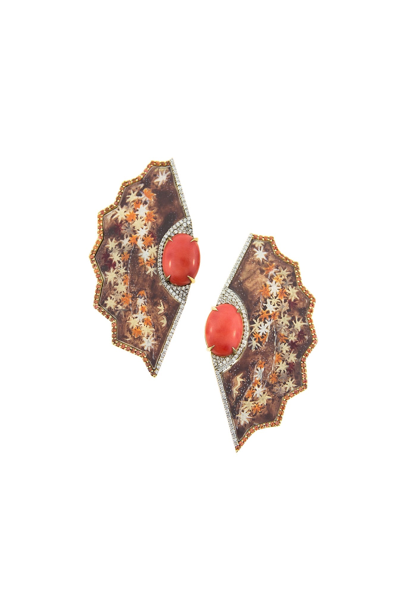 Silvia Furmanovich Obi Handpainted Orange and White Star Earrings - Vermillion